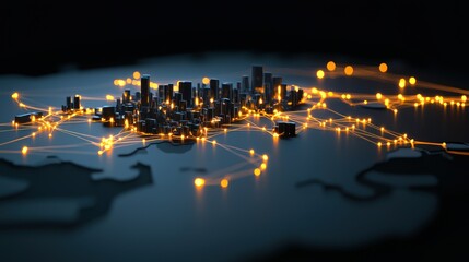 Illuminated Cityscape at Night