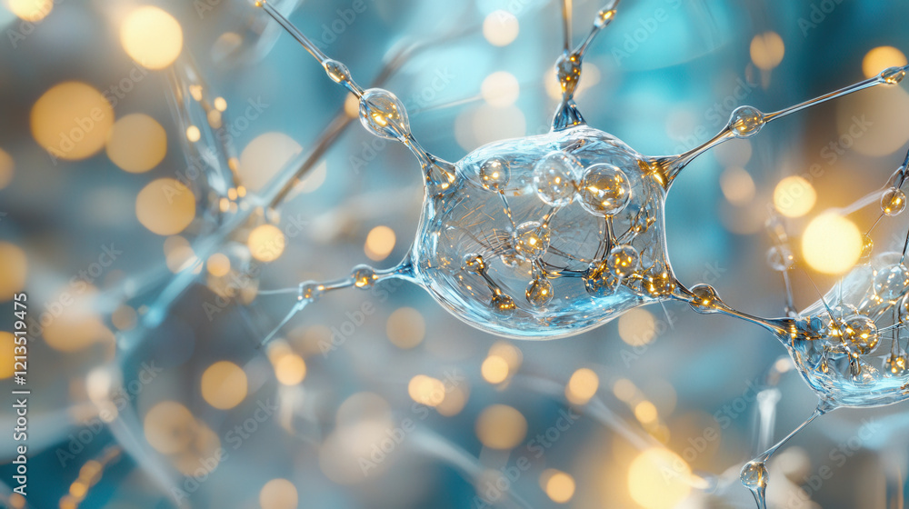 Poster close up artistic depiction of neural networks with glowing nodes, symbolizing ai and connectivity