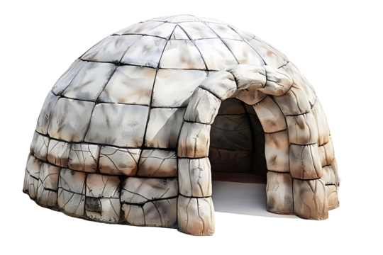 Isolated winter igloo, Eskimo, on a transparent background. high resolution PNG file