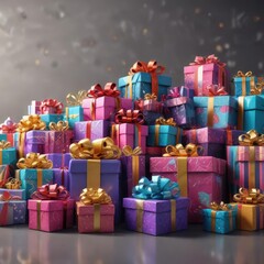 Brightly wrapped gifts and presents for birthday or holiday, wrapped, presents, celebration