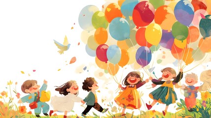 Watercolor design for Childrens Day, capturing joyful and playful elements.