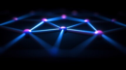 Glowing network nodes connect brilliantly in a dark digital abstract. AI Generated