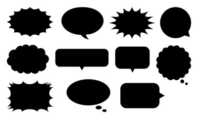 黒い吹き出しのバリエーションセット