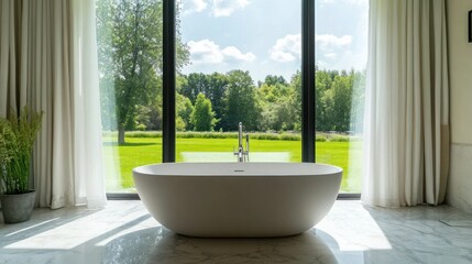 Luxury Bathroom with Stunning Countryside View