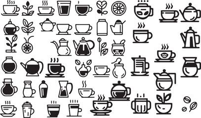 isolated  tea coffee icon Vector, tea coffee Silhouette,tea coffee icon set, black tea coffee symbol for logo,color  Vector illustration, Vector Graphic, EPS 10 , clip art work,