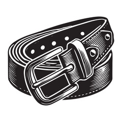 Belt Silhouette Vector Illustration, Solid White Background.