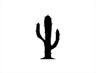 Saguaro or cactus icon, flat vector silhouette isolated on white background