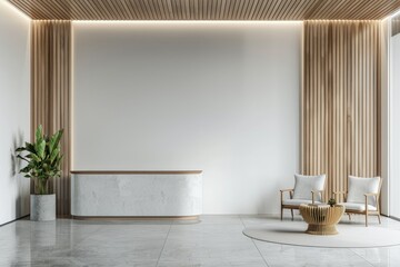 Pixel Perfect Picture of 3D Wall Company Logo Mockup in the Office Lobby Waiting Room