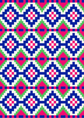 Geometric pixel art pattern, abstract background design, textiles seamless pattern. 