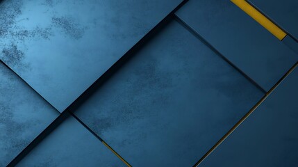 Abstract Dark Blue Geometric Pattern Subtle Yellow Accent. AI Generated