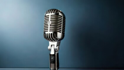 Fototapeta premium Classic Microphone on Minimal Background with Copy Space for Design