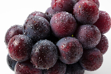 Macro Shot of Fresh Japanese Pione Grapes Isolated on White Background