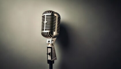 Fototapeta premium Classic Microphone on Minimal Background with Copy Space for Design
