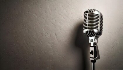 Fototapeta premium Classic Microphone on Minimal Background with Copy Space for Design