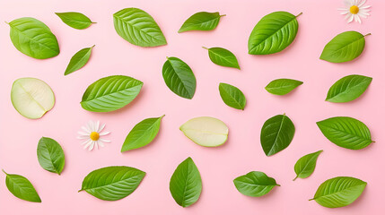 Pink background leaf floral pattern design