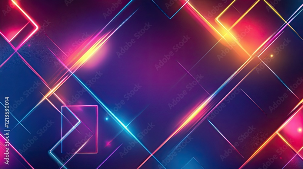 Aufkleber a high-tech futuristic display of geometric patterns in glowing neon colors.