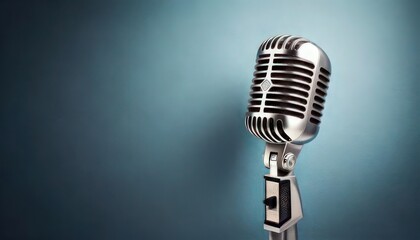 Fototapeta premium Classic Microphone on Minimal Background with Copy Space for Design