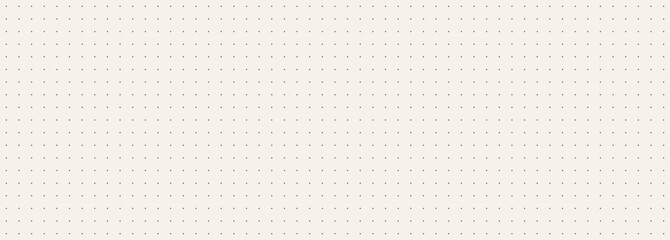 Beige journal planer page with dotted square grid. Simple square graph paper texture. Repeated school math sheet wallpaper. Retro bullet notebook pattern background. Note paper template. Vector