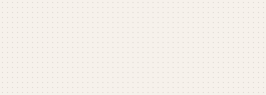 Beige journal planer page with dotted square grid. Simple square graph paper texture. Repeated school math sheet wallpaper. Retro bullet notebook pattern background. Note paper template. Vector