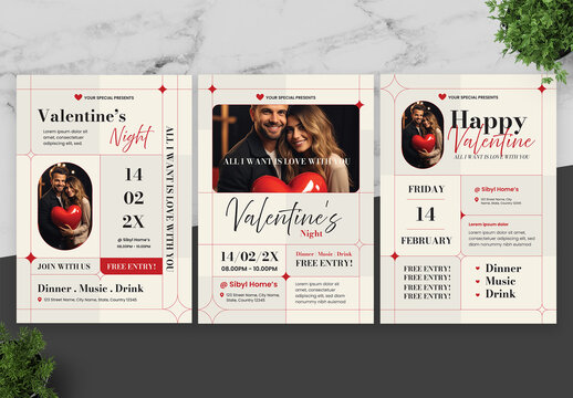 Red And Cream Valentine Flyer