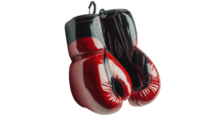 Red gloves and red shoes isolated on white background with a 3D ball and black technology elements