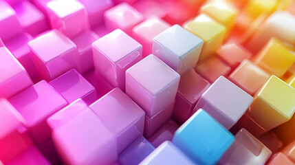 Abstract colorful glossy cubes background.