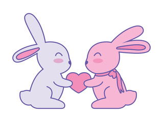 cute rabbits animals in love