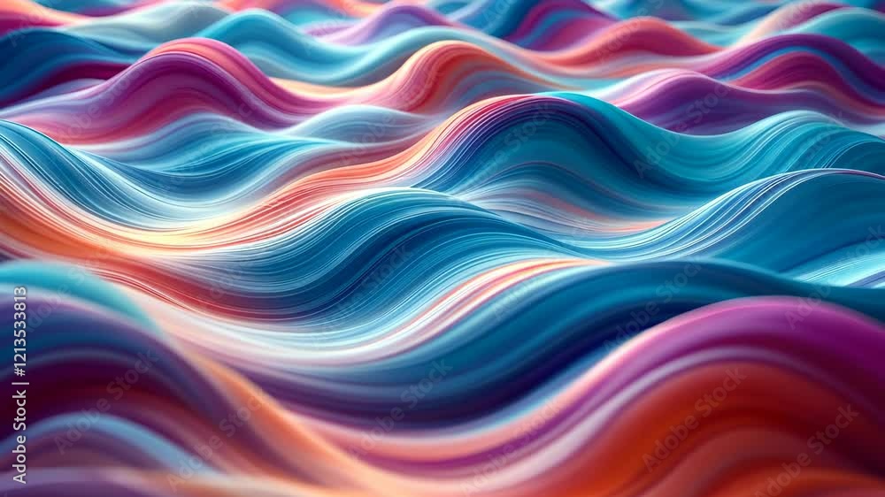 Poster colorful abstract waves in dynamic motion with gradient patterns