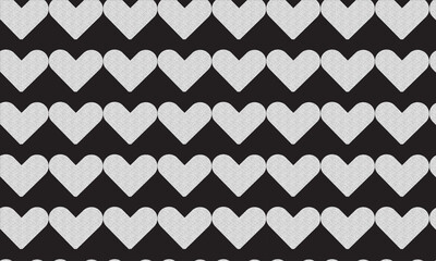 Black Solid Hearts Pattern On White Stock Vector