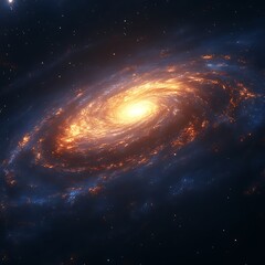Fototapeta premium Fiery spiral galaxy in deep space. (3)