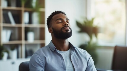 Calm Therapist Guiding Client Through Deep Breathing Technique