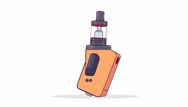 Modern Vape Device Illustration: Sleek Orange E-cigarette Design