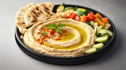 Delicious Hummus with Pita and Vegetables