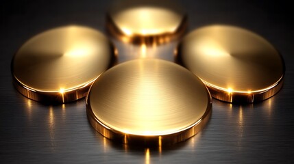 Golden Circular Discs Arranged in a Pattern