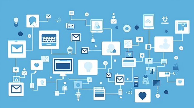 Complex network of communication and data flow.