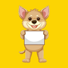 Cute Dog Holding Blank Sign