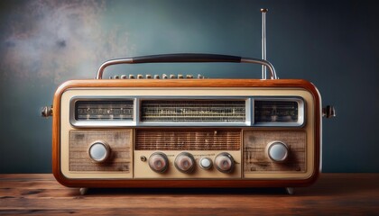 Fototapeta premium Blend of Vintage and Modern Radios Surrounded by Interconnected Lines, Symbolizing Global Communication Network