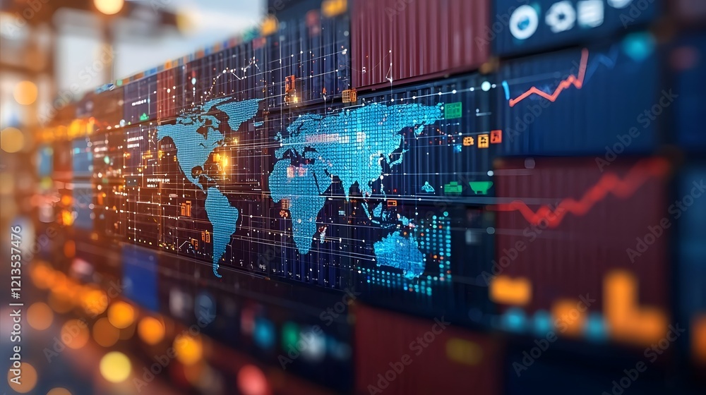 Aufkleber this image showcases the vibrant interconnected global economy through a dynamic data visualization 