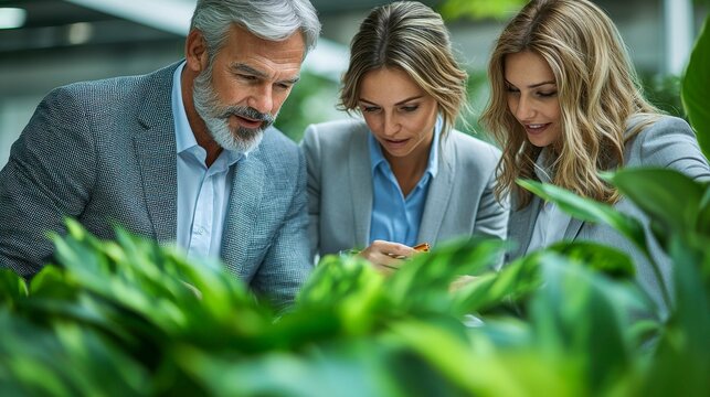 Corporate group working together in a modern office with a blurred background perfect for presentations ads or visuals focused on teamwork and professional planning