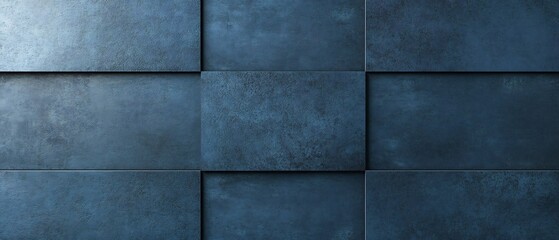 Naklejka premium Cool Blue Square Tiles Textured Wall. AI Generated