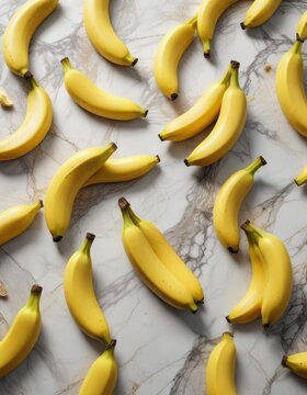 Banana molens arranged in a decorative pattern on a marble countertop, fried dough, glass jar