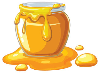 Overflowing Honey Jar Illustration