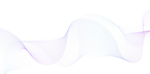 Fototapeta premium White wave curve lines banner background design. Abstract soft wave lines dynamic flowing purple and blue isolated background. Vector Illustration of the pink pattern of lines. stripes on white.