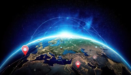 Symbolic Representation of Radio Listeners and Audio Entertainment with Globe and Location Pins