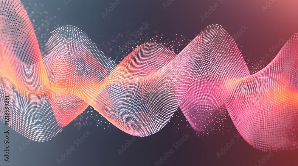 Poster dynamic and abstract waveform grids creating a futuristic backdrop that visually depicts the concept