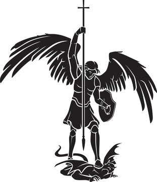 Saint Michael the Archangel, Silhouette Vector Illustration