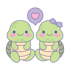 cute turtle animals in love