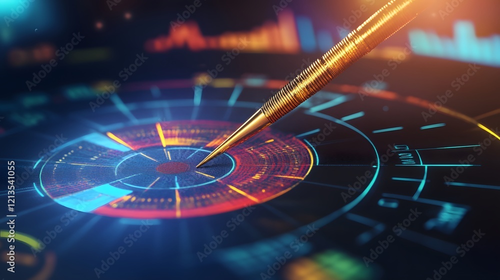 Poster golden dart targeting data visualization chart