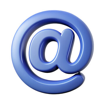 At sign, commercial at, @ isolated on white background. Cartoon plastic style