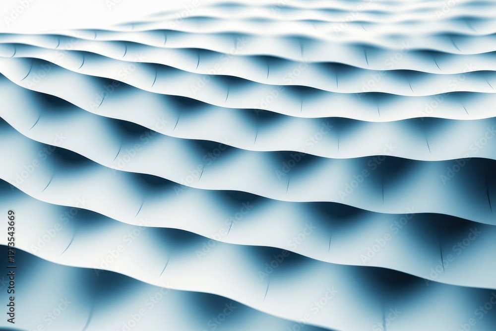 Poster soft blue abstract pattern with flowing motion in a wavy grid design